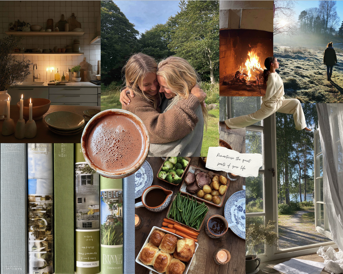 Woman holding a warm mug of Soulistic bone broth hot chocolate on a cosy winter morning